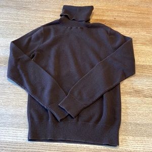 Chocolate brown cotton cashmere blend APC turtleneck sweater, XS